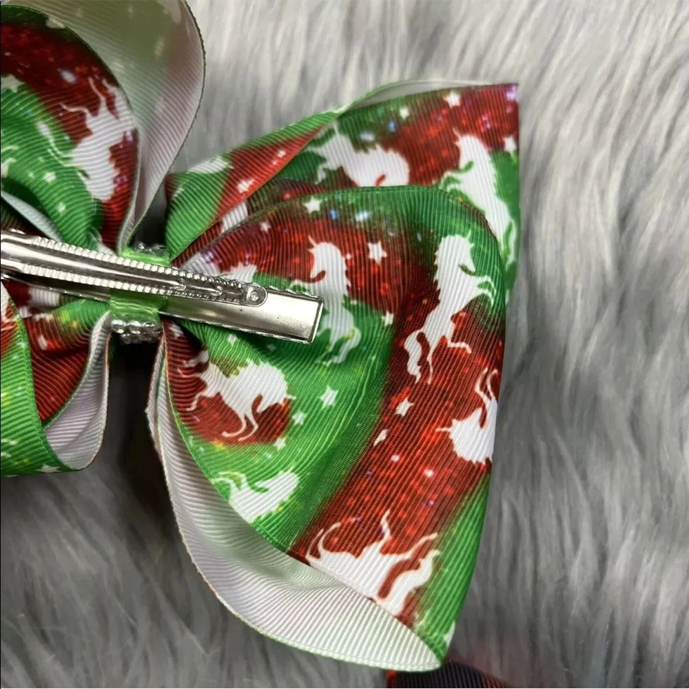 Jojo Siwa Christmas Holiday Red Green Unicorn Jewel Bow